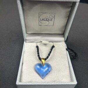 Lalique Blue Heart Necklace with Gold Accent